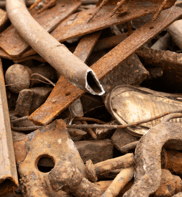 Assortment of dumped metal objects ready for recycling