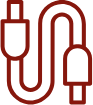 Dynamic Metal Recycling | Simple red outline illustration of a cable with connectors on both ends, arranged in an S-shape on a white background.